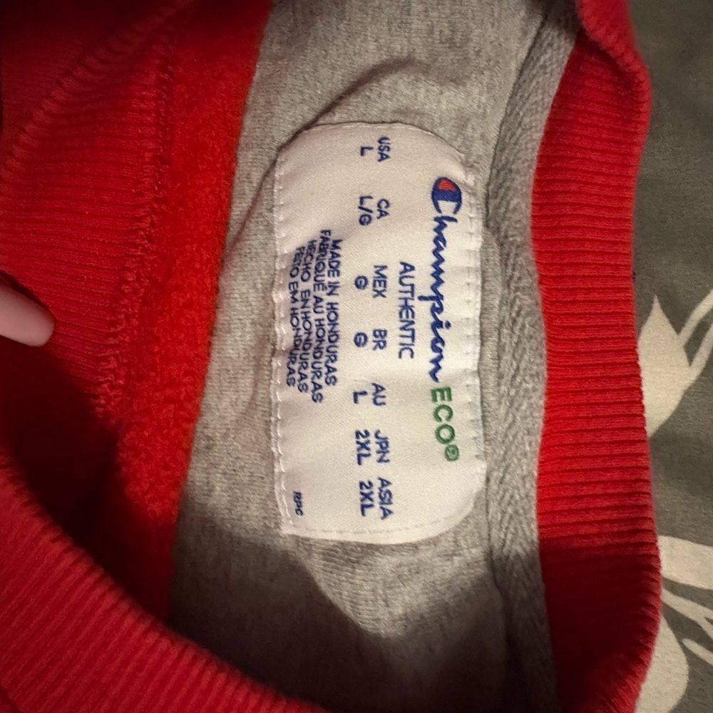 Champion Men's Bold Red Crewneck Sweater - Picture 3 of 4